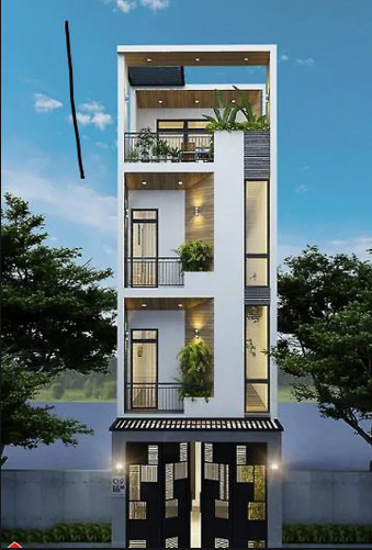Thiết kế kiến trúc hiện đại đơn giản xen lẫn màu sắc nhẹ nhàng tạo nên vẻ đẹp hài hòa của nhà ống 3 tầng