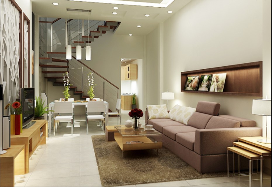Thiết kế nội thất phòng khách bên trong hiện đại