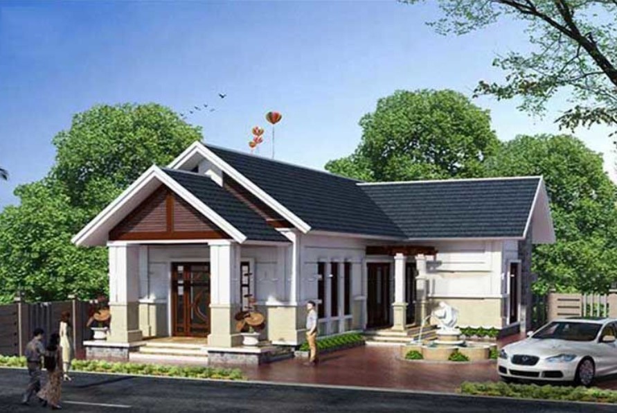 Thiết kế nhà cấp 4 chữ L đẹp