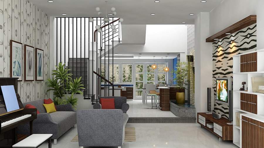 Mẫu phòng khách nhà ống 6m dành cho gia chủ tham khảo