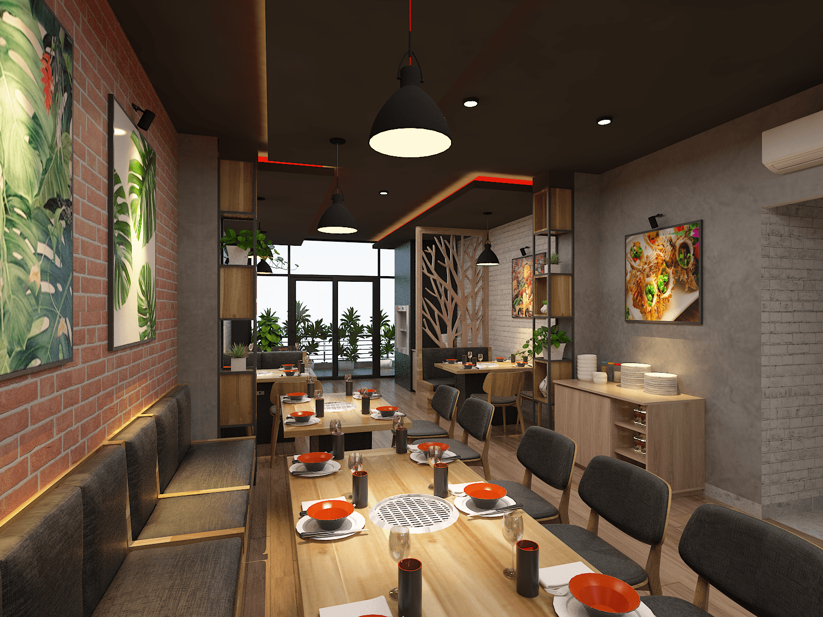 thiết kế nhà hàng lẩu nướng đẹp mắt