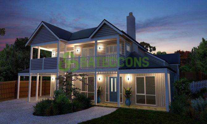 mẫu nhà 2 tầng mẫu nhà lệch tầng - Sateccons